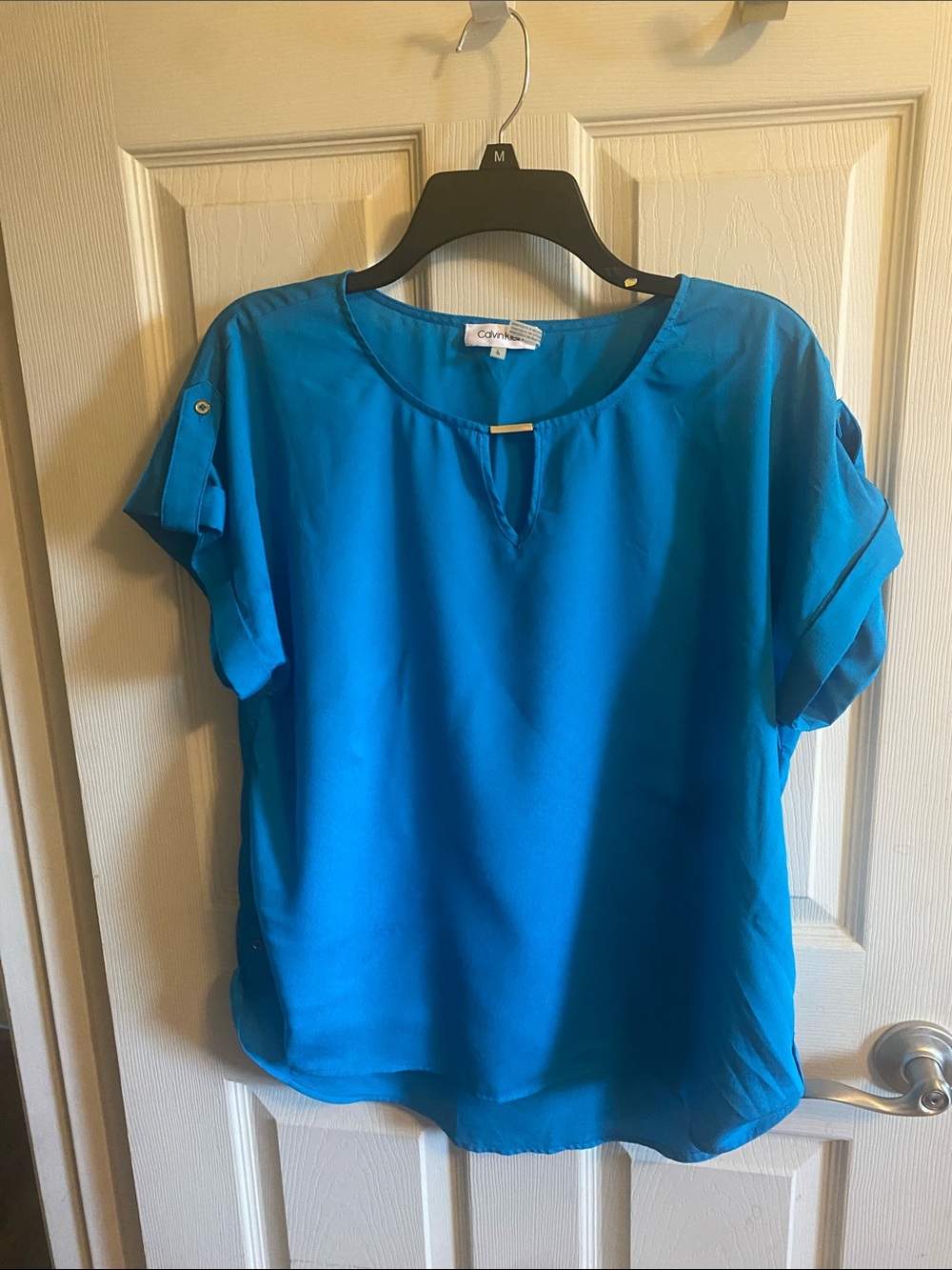 Calvin Klein Bright Blue Short Sleeve Blouse